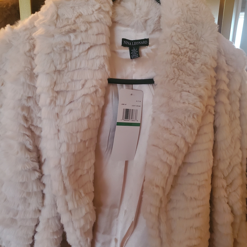 Nina Leonard Soft Cream Teddy Jacket